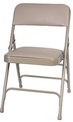 Beige Vinyl Metal Folding Chair