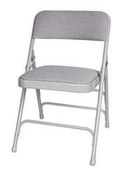 Gray Vinyl Metal Folding Chair with Larry Hoffman