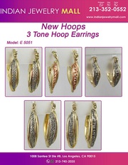 3 Tone Hoop Earrings-Indian Jewelry Mall